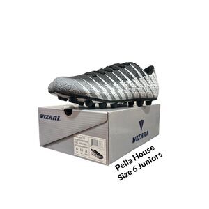 Vizari Bolt Big Kid FG Cleats Black/White/Silver Size 6